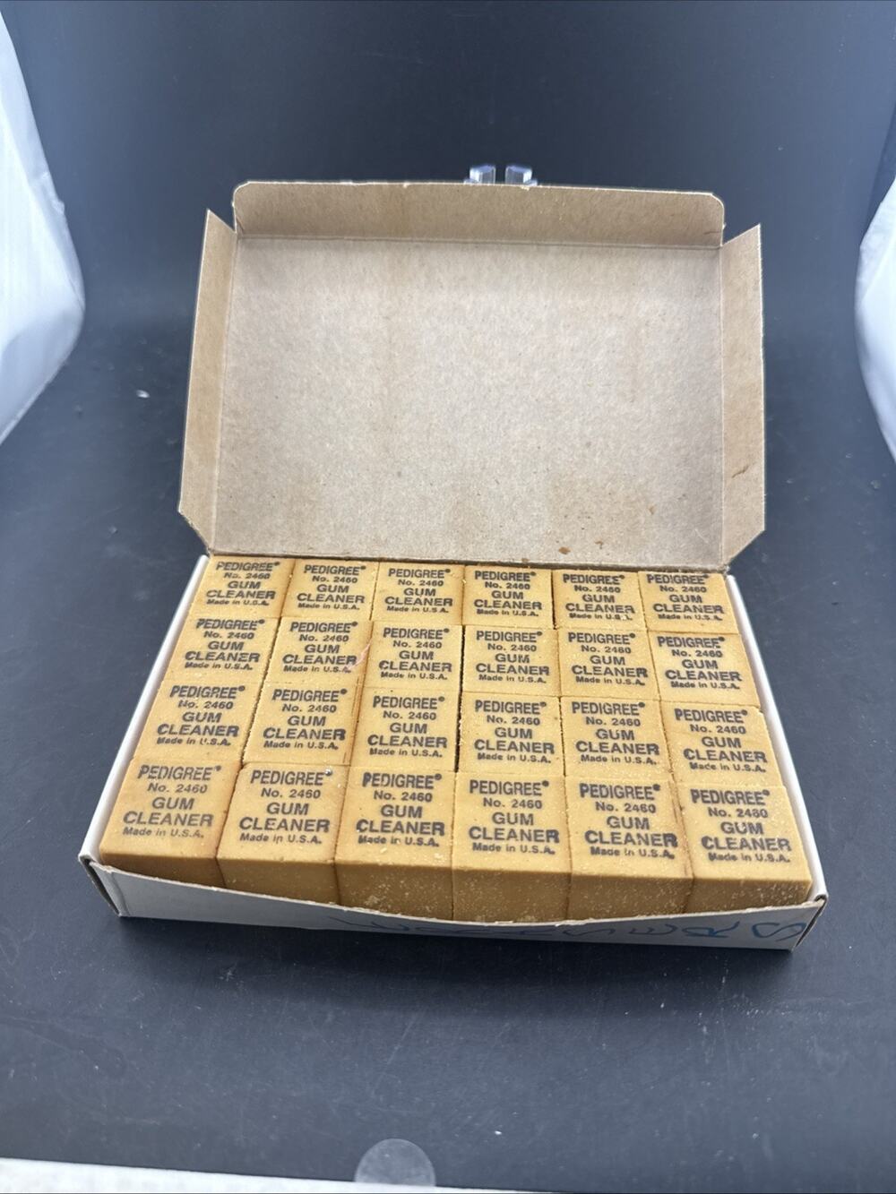 Vintage Box of 24 Pedigree No 2460 Gum Cleaner Erasers Empire Pencil Co NOS USA